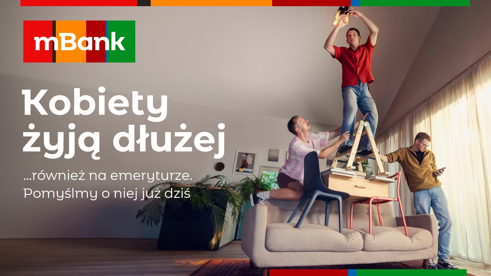 Grafika z kampanii mBanku "Kobiety żyją dłużej... również na emeryturze"